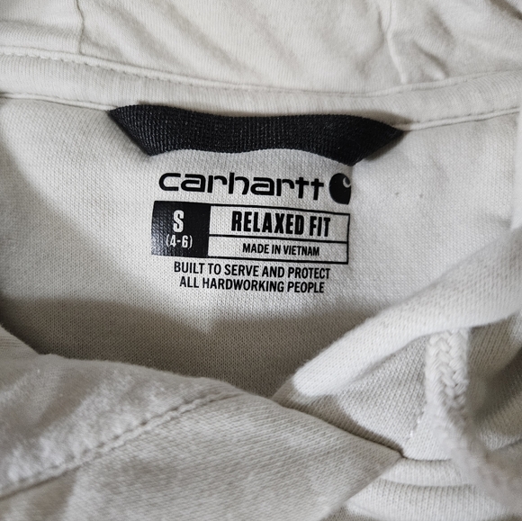 Carhartt Women's Cream Pullover Hoodie with Brown Logo Size S - Picture 6 of 6